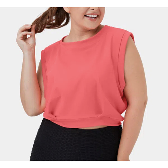NWT Halara Women's Crew Neck Sleeveless Cropped Yoga Tank Top Georgia Peach 3X - Picture 1 of 9
